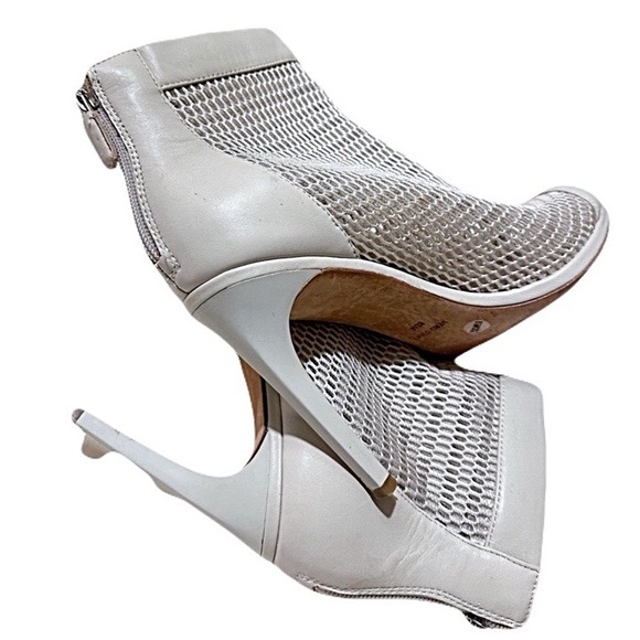 BCBGMaxAzria Shoes - BCBGMaxAzria Beige Mesh Ankle Bootie Heels